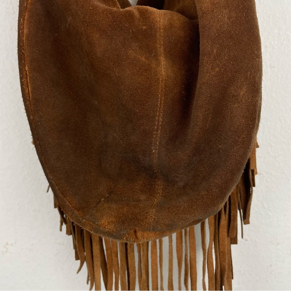 Vintage Suede Leather Fringed Shoulder Bag Boho - Picture 6 of 14